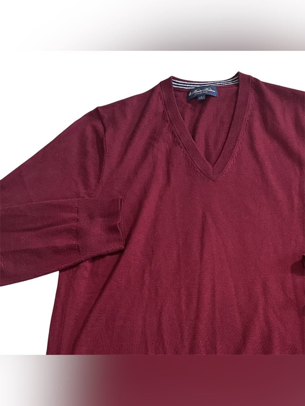 Brooks Brothers Merino Wool Italian Yarn V-Neck Sweater Mens Large - Picture 1 of 4